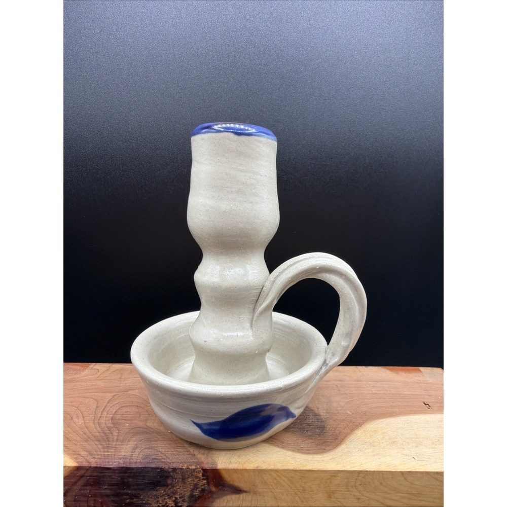 VTG Williamsburg Pottery Salt Glaze Candlestick Hand Made Cottage Core